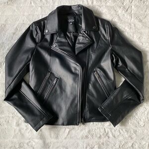 Junior’s Black Faux Leather Moto Jacket